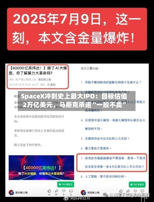 SpaceX冲刺史上最大IPO：目标估值2万亿美元，马斯克承诺“一股不卖”-第2张图片