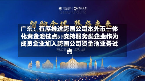 广东:有序推进跨国公司本外币一体化资金池试点,支持服务类企业作为成员企业加入跨国公司资金池业务试点